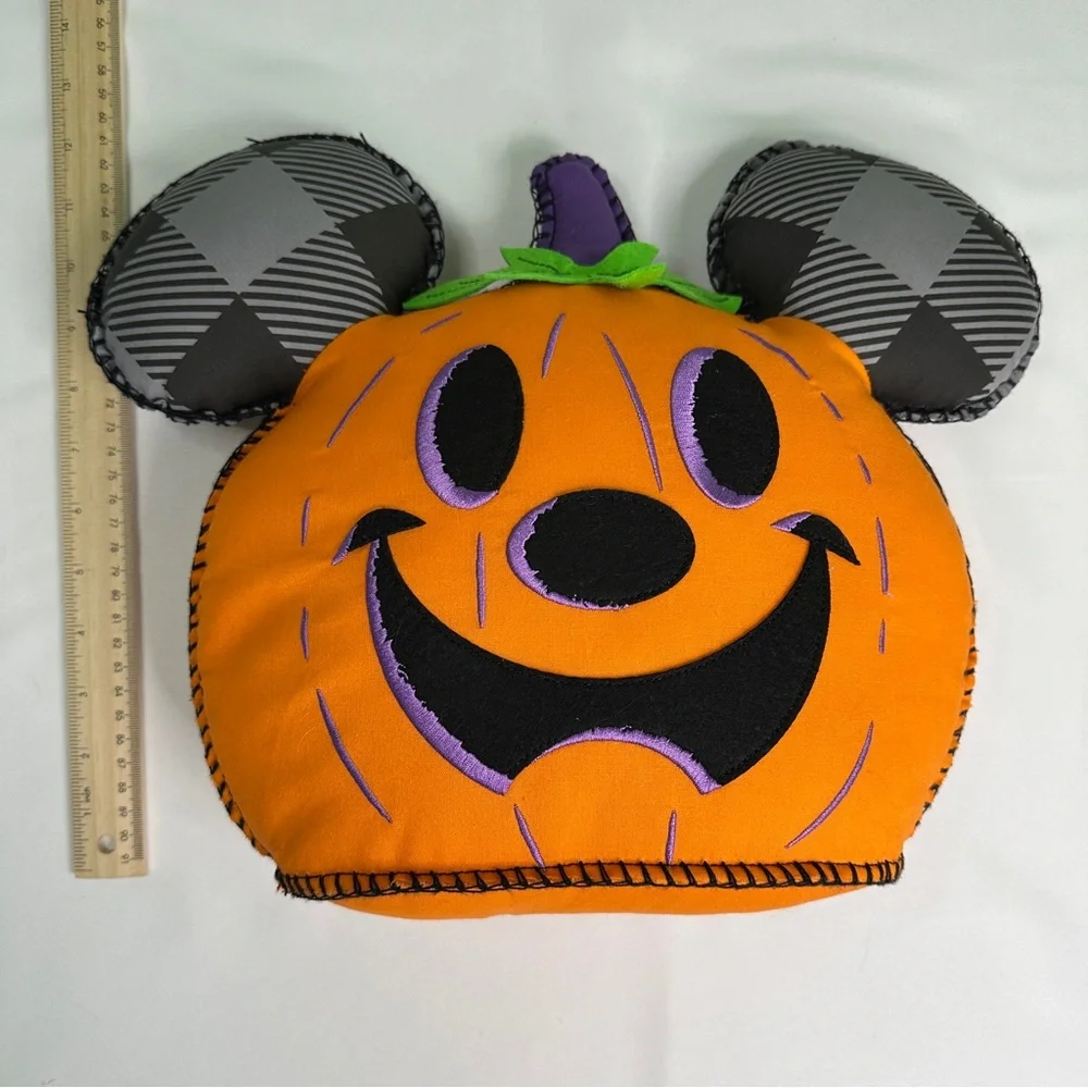 Disney Parks Mickey Halloween Pumpkin Plush Jack O' Lantern‎ Pillow - Cut Tag